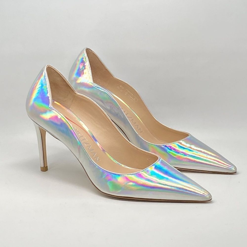 Stuart Weitzman Scallop Iridescent Faux Leather Pumps size 7